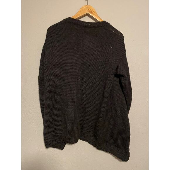 Mantaikotai Womens Cardigan Large Black Wool Chunky Knit Open Front Sustainable - Picture 4 of 7